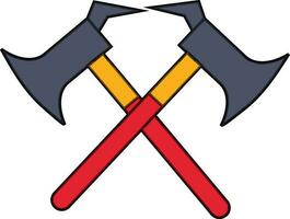 Cross fire axe icon in flat style. vector