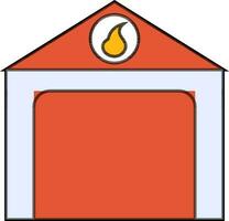 Illustration of fire station in flat style. vector