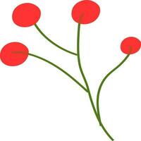 Red bud flowers in flat style. vector