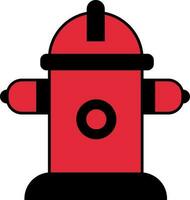 Icon of fire hydrant in red and black color. vector