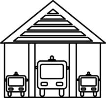 plano ilustración de fuego estación con camiones en frente vista. vector