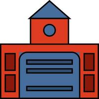 Icon of fire building in flat style. vector