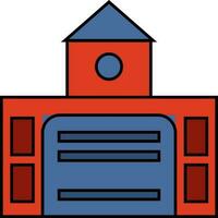 Icon of fire building in flat style. vector