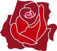 Red Rose icon or symbol in flat style. vector