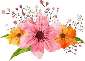 Floral design of colorful flower with small flower and leave. vector