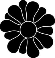 Icon of flower isolated in black and white color. vector