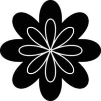 Flat style icon of flower in black and white color. vector