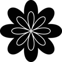 Flat style icon of flower in black and white color. vector