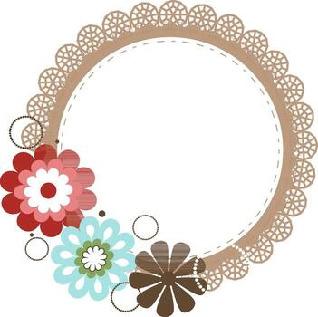 Beautiful circular design pattern frame in brown color. vector
