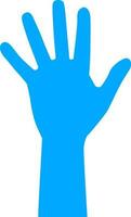 Blue color silhouette of hand in flat style. vector