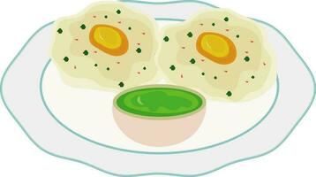 Flat illustration of omelette with sauce. vector
