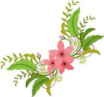 Floral hand drawn flower with leave. vector
