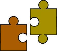 Brown and green puzzle piece. vector