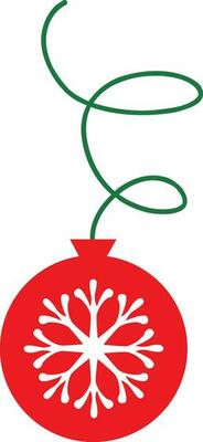 Red color decorative ball hanging with green ribbon.