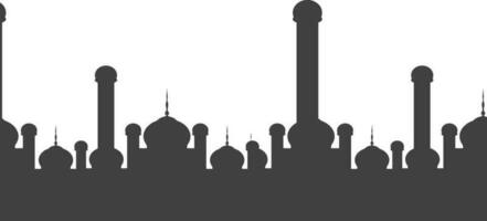 Gray color silhouette of mosque in flat style. vector