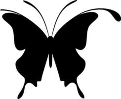 Black color silhouette of butterfly isolated on white background. vector