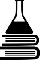 Flat illustration of beaker on the books. vector
