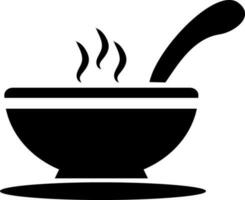 Flat illustration of bowl with hot food. vector