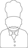 Character of faceless chef in black line art. vector