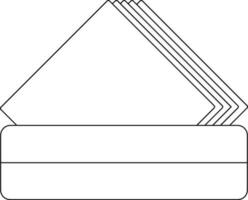 Tissue paper box in black line art. vector