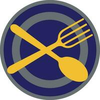 Spoon with fork on plate. vector