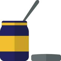 Open jar with spoon icon. vector