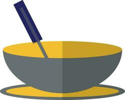 Spoon with bowl on plate. vector