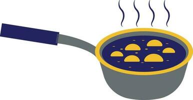 Hot frying pan in flat style. vector