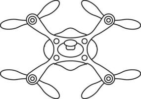 Drone camera in black line art. vector