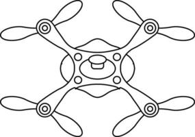 Drone camera in black line art. vector