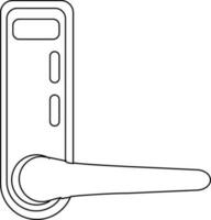 Digital door lock in black line art. vector