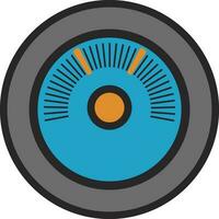 Grey and blue speedometer in flat style. vector