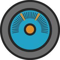 Grey and blue speedometer in flat style. vector