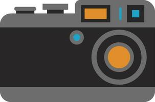 Illustration of a camera in grey and orange color. vector