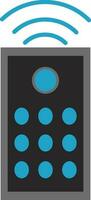 Grey remote control with blue wifi. vector