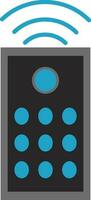 Grey remote control with blue wifi. vector