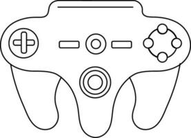 Black line art joystick in flat style. vector