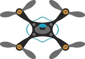 Grey and orange drone camera. vector