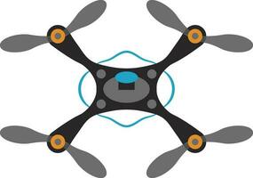 Grey and orange drone camera. vector