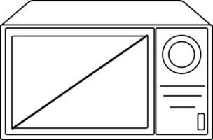 Black line art microwave in flat style. vector