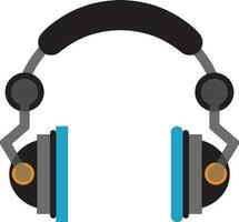 Grey and blue headphone in flat style. vector