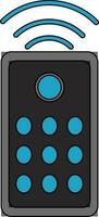 Grey remote control with blue wifi. vector