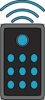 Grey remote control with blue wifi. vector