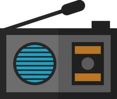 Grey and blue radio in flat style. vector