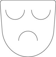Isolated sadness mask in black line art. vector