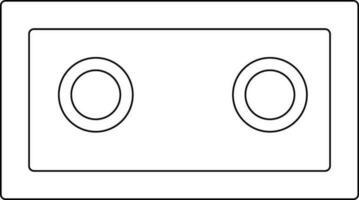 Black line art cassette in flat style. vector