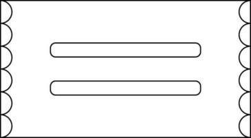 Isolated ticket in black line art. vector