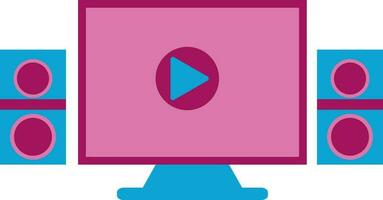 Home movie theatre in pink and blue color. vector