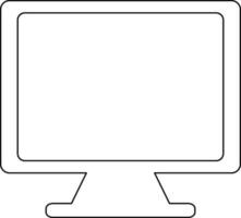 Blank computer in black line art. vector