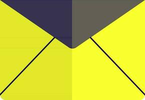 Yellow and blue envelope in flat style. vector